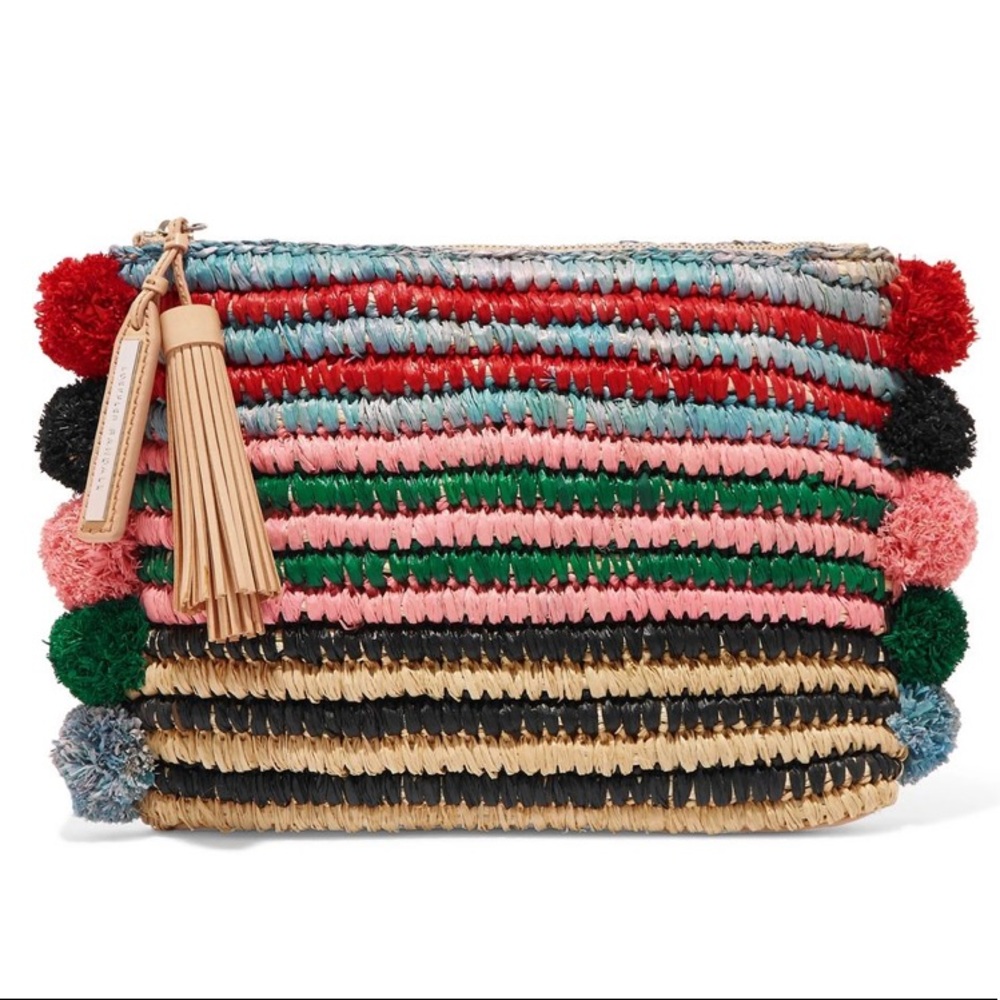 LOEFFLER RANDALL Rainbow Straw Pouch Clutch Purse - Picture 5 of 15